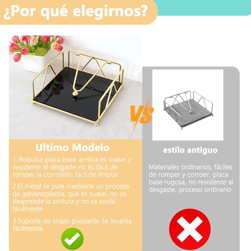 Servilleteros Mesa Elegantes,Acrílico Servilleteros,Servilletero Mesa Comedor Metal Negro,Servilletero Plano de