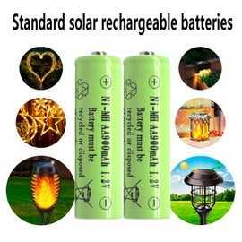 1.2 Volts AA NIMH 900mAh Rechargeable Batteries,Pre-Charged 4 Packs Double A Battery for Outdoor Solar Lights, Led String Lights Pathway Garden Lamp