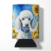 Caroline's Treasures White Poodle in Sunflowers Can or Bottle Hugger
