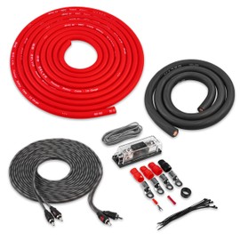 Belva True 1/0 Gauge AWG Premium CCA Complete Amplifier Wiring Kit with OFC 2-Channel RCA Cable - BAK02 RED