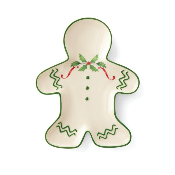 Lenox Holiday Gingerbread Man Accent Plate, Red & Green