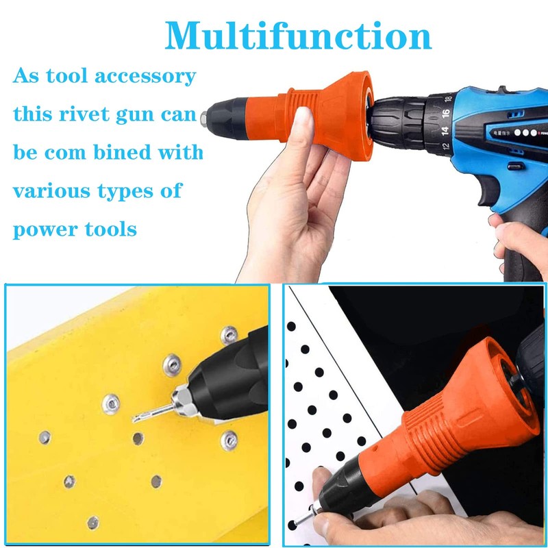 Electric Rivet Gun Adapter,Cordless Drill Riveting Nut Hand Tool Riveter