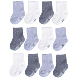 T.H.L.S Unisex Baby Socks Seamless Non Slip Grip Anti Skid Cotton Crew Socks for Girls Boys Toddler Kids