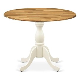 East West Furniture DST-NLW-TP Dublin Modern Kitchen Table - a Round Dining Table Top with Dropleaf & Pedestal Base, 42x42 Inch, Multi-Color