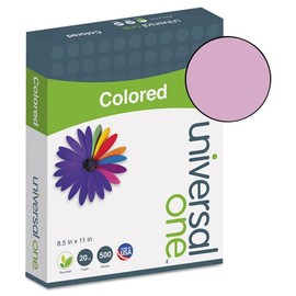 Universal One Colored Paper, 20lb, 8-1/2 x 11, Orchid, 500 Sheets/Ream