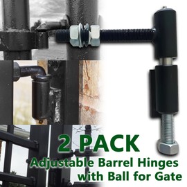 2Pack Self Closing Steel Weld On Barrel Hinges Long Bolt Steel Powder Coated Black, Adjustable Barrel Hinges with Ball for gate (5'')