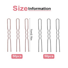 Reccisokz Pack of 100 7 cm women's hair clips for U-shaped, hairpin, women's hair clip, brown hair clip for professional girls and hairdressers