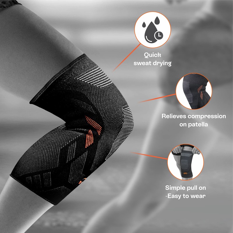 Tynor Knee Cap Air Pro, Black & Green, Large, Pack