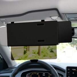 Rebvugr Polarized Sun Visor Extender, Car Sun Blocker with PC Lens and Side Sunshade, Portable Auto Sun Visor, UV Protection Anti-Glare Auto Visor for Safe Driving Fit for Most Cars (Black)