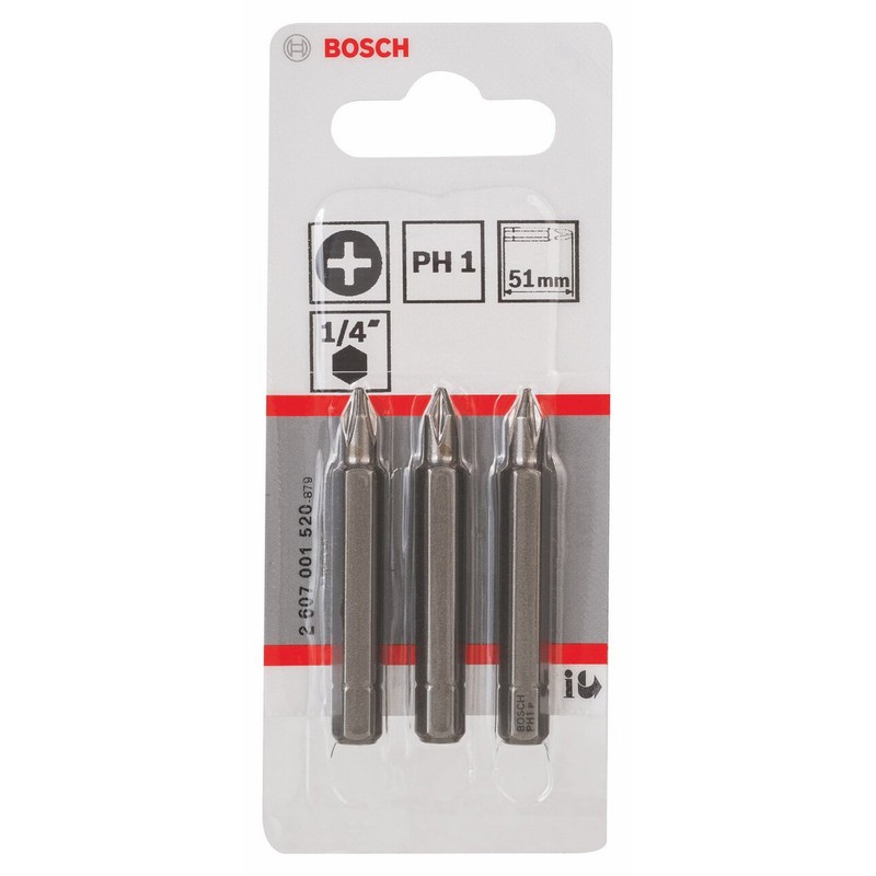 Bosch Pack of 3 Phillips Screwdriver Bits - Bit Size