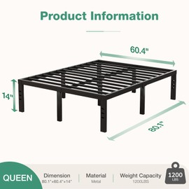 Novilla Queen Bed Frame, 14 Inch Metal Platform Bed Frame Queen Size with Storage Space Under Bed, Heavy Duty Steel Slat Support, Easy Assembly, No Box Spring Needed