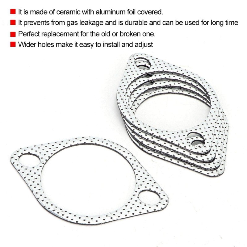 Exhaust Gasket, 5 Pieces 3 Inch Ceramic Exhaust Pipe Metal