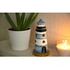 HEITMANN DECO Lighthouse Ceramic Lantern, Blue, White, Beige, 10,2 x