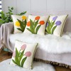 vctops Farmhouse Tulip Cotton Tufted Throw Pillow Cover Spring Floral
