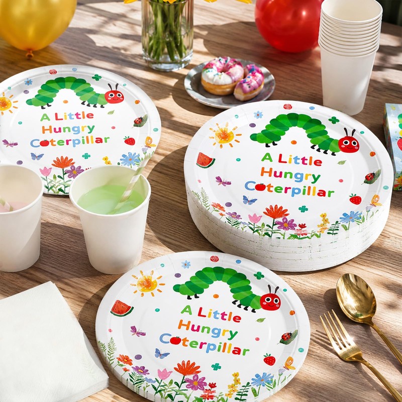 100Pcs Hungry Caterpillar Paper Plates 9 Inch A Little Hungry