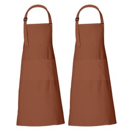RAJRANG BRINGING RAJASTHAN TO YOU Cooking Apron for Women and Men, 88 x 69 cm, Simple Cotton Apron with 3 Pockets, Clove Brown