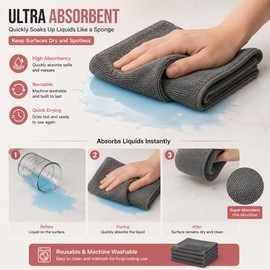 12 Pack Microfiber Cloth Ultra Absorbent Lint Free Streak Free