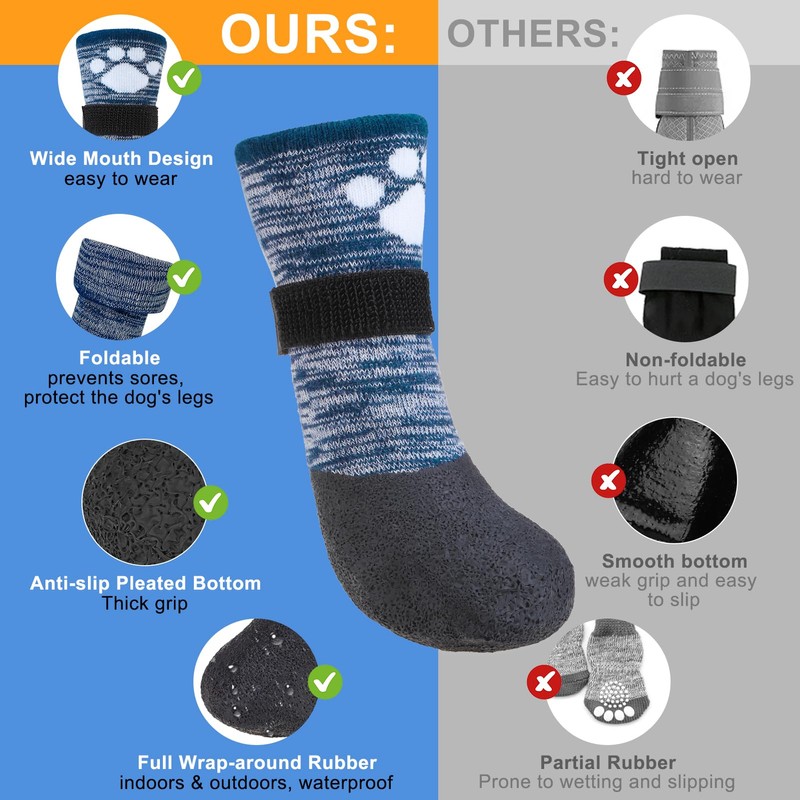 BEAUTYZOO Waterproof Dog Boots for Small Medium Large Size Dogs,