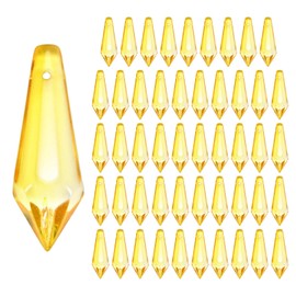 50-Pack Crystal Icicle Prisms, 34mm/1.34 Inch Chandelier Pendant Maker Hanging Crystals Chandelier Prisms for Home/Windows/Garden/DIY Decoration[Golden Yellow]