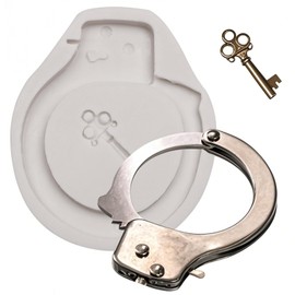 Key Handcuffs Silicone Mold for Candy Chocolate Crafts, Policeman set chocolate molds 4.13 x 3.35 inches
