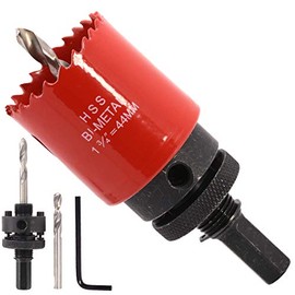 Koopi 1-3/4" Hole Saw with Heavy Duty Arbor, 38mm Depth Bi-Metal 1.75 inch Hole Cutter for Easily Drilling Wood, Plastic, Plywood, Drywall, Thin Metal (44mm)