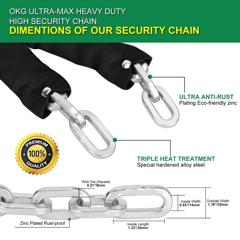 OKG Heavy Duty Security Chain - 10 Foot x 5/16”