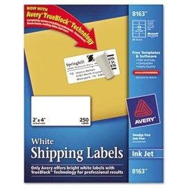 Avery Shipping Labels with TrueBlock Technology, 2 x 4, White, 250/Pack, PK - AVE8163