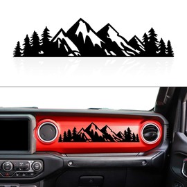Zhizhong Dashboard Glove Box Mountain Scene Tree Vinyl Decal Sticker Fits 2018-2023 Jeep Wrangler JL JLU Gladiator JT (Matte Black)