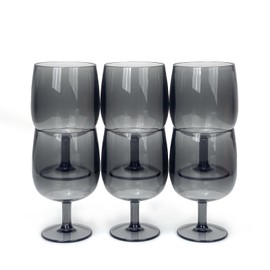 Yalin - Juego de 6 vasos apilables de plástico acrílico irrompibles de 12 onzas (Gris, 12 onzas)