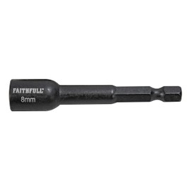 Faithfull FAISBMNUT8I Magnetic Impact Nut Driver 8mm x 1/4in Hex , Black