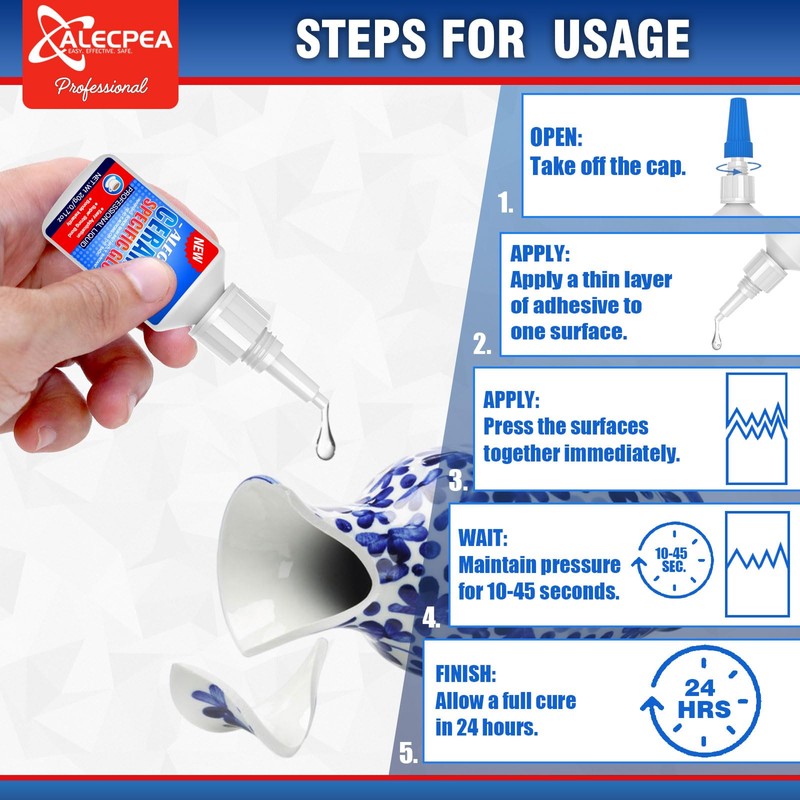 ALECPEA 20g Ceramic Glue - High-Strength Adhesive for Porcelain &