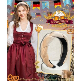 DIRNDLSTERN Women's Braided Costume Headband - Hair Accessory Headband Dirndl Velvet Oktoberfest Accessories Beige