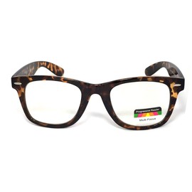 VeryHobby Retro Square Frame Multi 3 Focus Progressive Reading Glasses (Tortoise Brown, 3.00, multiplier_x)