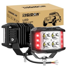 RIGIDON 2 x LED Work Light, 12 V 24 V 4 Inch 35 W 3500 LM Spot Spotlight Offroad Lighting for Car SUV ATV Tractor Truck 4x4, LED Fog Light, Work Light, Headlight, White Red