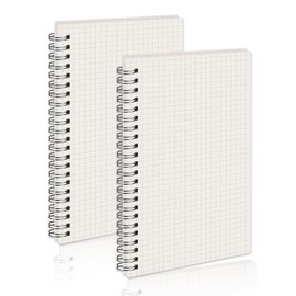 KUBDPQOR Notebook A5, Pack of 2 Notebook A5 Squared (5.82 inches x 8.18 inches), Waterproof The Notebook & Ring Binder A5, Soft Cover Spiral Pad A5 Squared 160 Pages, Notepad A5 for All Purposes