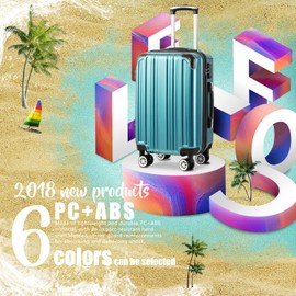 Coolife Luggage Expandable(only 28") Suitcase PC+ABS Spinner 20in 24in 28in Carry on (green new, L(28in))