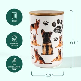 Greenline Goods Premium Dog Treat Ceramic Canister Set – German Shepherd Airtight Canister for Fresh Treats, Ceramic Jar & Containers with Lids, Farmhouse Canisters, Ideal Kitchen Canisters
