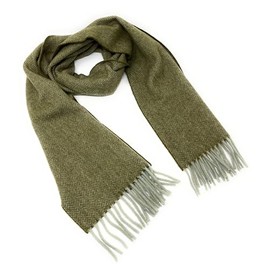 100% Baby Camel Hair Gents Winter Green Herringbone Tattersall Scarf Ref 2410/019