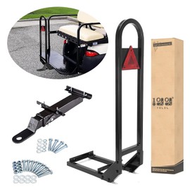 10L0L Universal Golf Cart Rear Seat Safety Grab Bar and Trailer Hook Hitch with Receiver for Yamaha EZGO Club Car, Heavy Duty Material Hand Rail Add Safety to Your Rear Passengers - Black