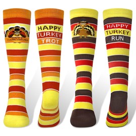 BleSky 2 Pairs Turkey Socks - Funny Turkey Trot Socks for Women & Men - Thanksgiving Holiday Gifts