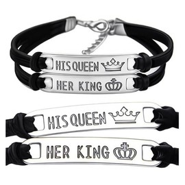 Couple Bracelets Matching Sets for Couples,His Queen Her King Bracelets,Stainless Steel Jewelry,Pulseras Para Parejas de Novios