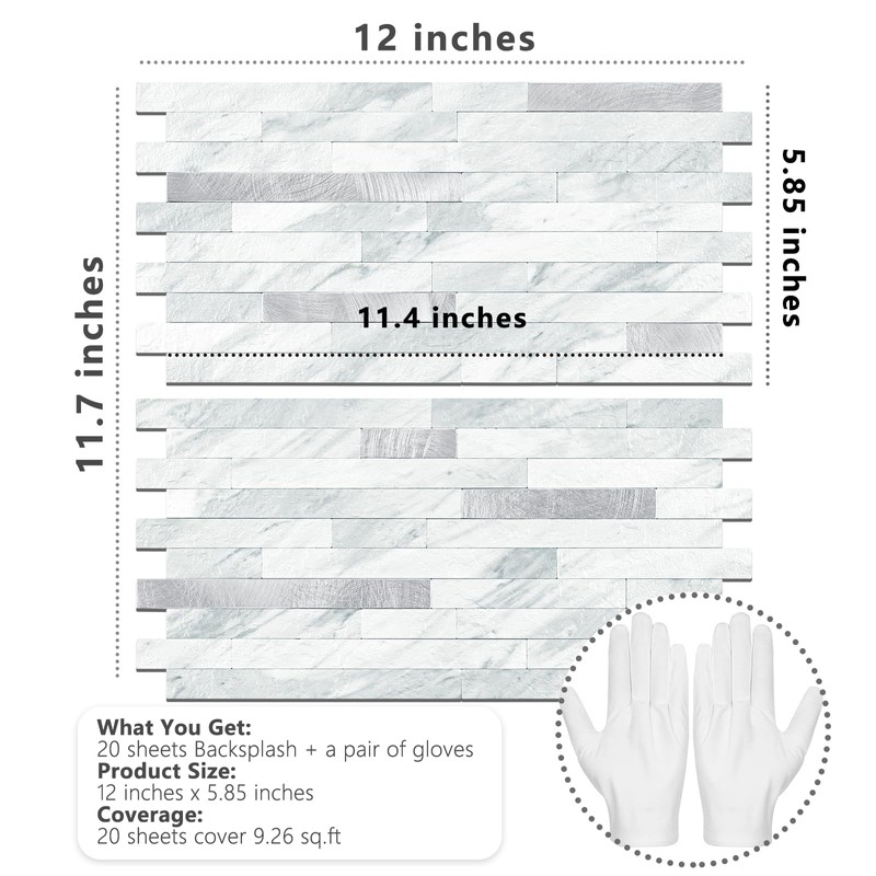 STICKGOO 20 Sheets Peel and Stick Backsplash Tile, Stick on