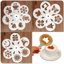 19 x Image Stencils for Cappuccino and Cakes, Choose Motifs & Template Sprinkle with Cocoa Powder or Sugar, for Children and Adults (Set of 19)