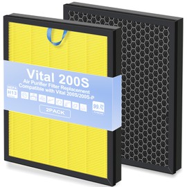 GRN FIL Upgraded Vital 200S Replacement Filter 2 Pack, H13 True HEPA + Activated Carbon, Compatible with Vital 200S & 200S-P Air Purifier, Easy Install, Long Lasting 200S Filter (Yellow)