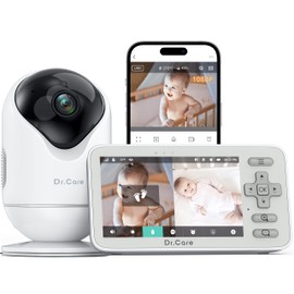Dr.Care VistaView Lite Smart WiFi Baby Monitor - 4” 720P Split Screen & 1080P Camera App Control, Motion Alerts, HD Night Vision, 3000mAh Battery, 2-Way Talk, Multi-User, Triple Security, 1000ft Range