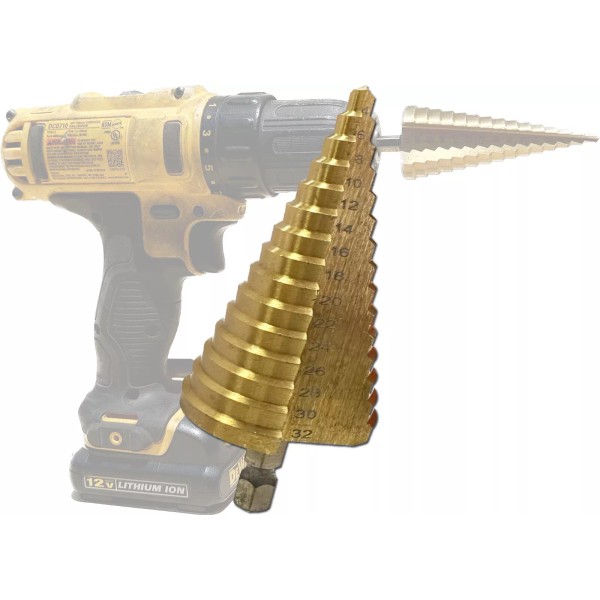 Unbranded 15 Steps HSS Titanium Coated Step Drill Bit Cone