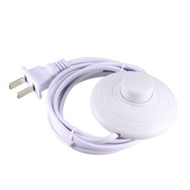 uxcell Inline Latching Foot Pedal Push Button Switch, Round Lamp Foot Control ON/Off Footswitch with 1.8M Wire US Plug White