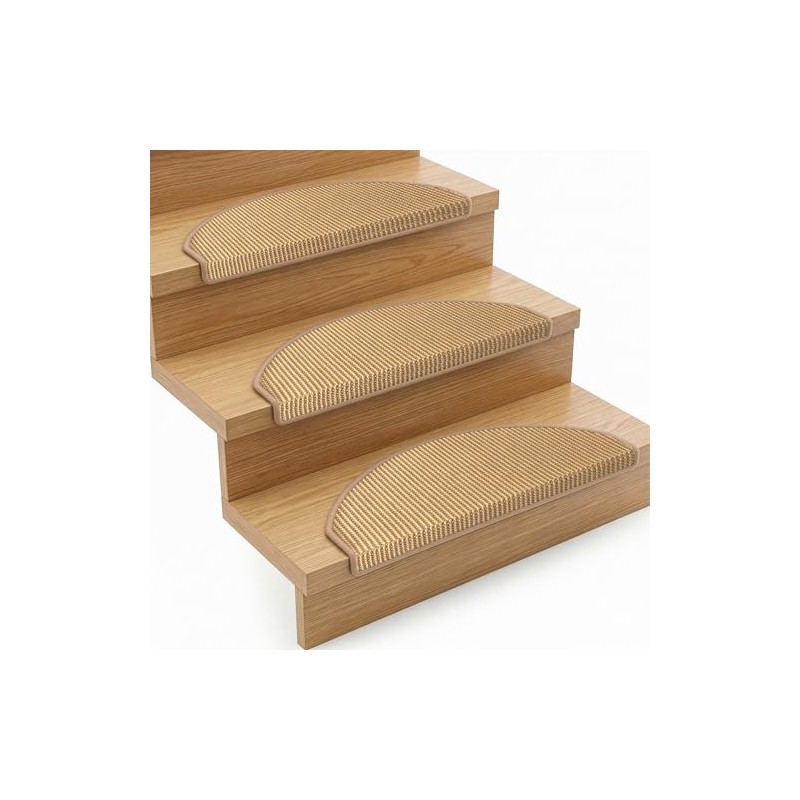 Floordirekt Stair Mats Sisal Pearl Cream Semicircular 25 x 65