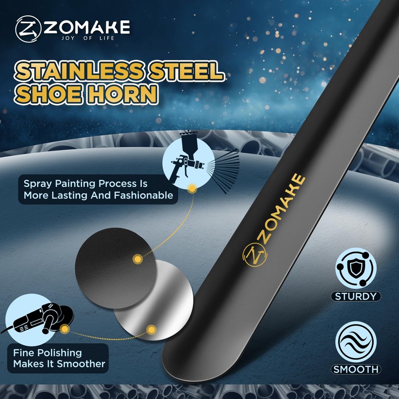 ZOMAKE Shoe Horn Long Handle for Seniors Men Women,Metal Long