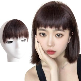 GFun Bangs Wig, Assime, Pattsu Natural Partial Wig, Full Hand Plant, Point Wig, Costume, Everyday, Dark Brown